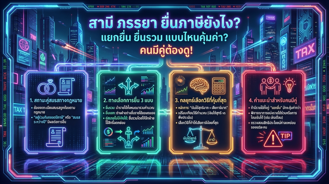 สามี ภรรยา ยื่นภาษี: แยกยื่น vs รวมยื่น แบบไหนคุ้มค่า? | การเงิน