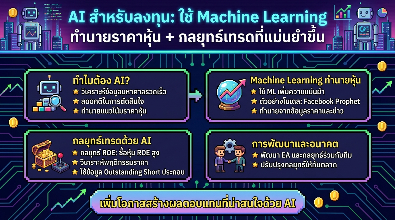 AI สำหรับลงทุน: ทำนายหุ้นแม่นยำด้วย Machine Learning และกลยุทธ์เทรด