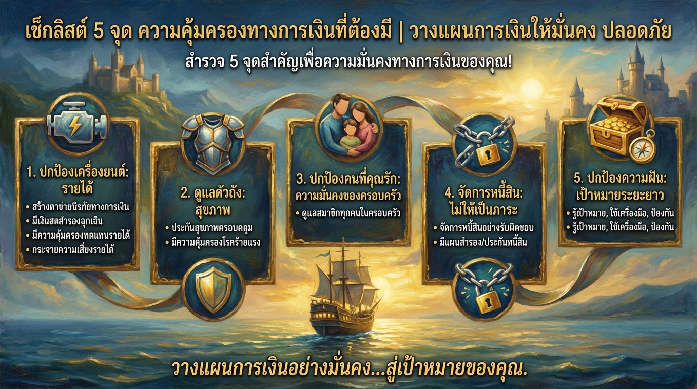 เช็กลิสต์ 5 จุด ความคุ้มครองทางการเงินที่ต้องมี | วางแผนการเงิน