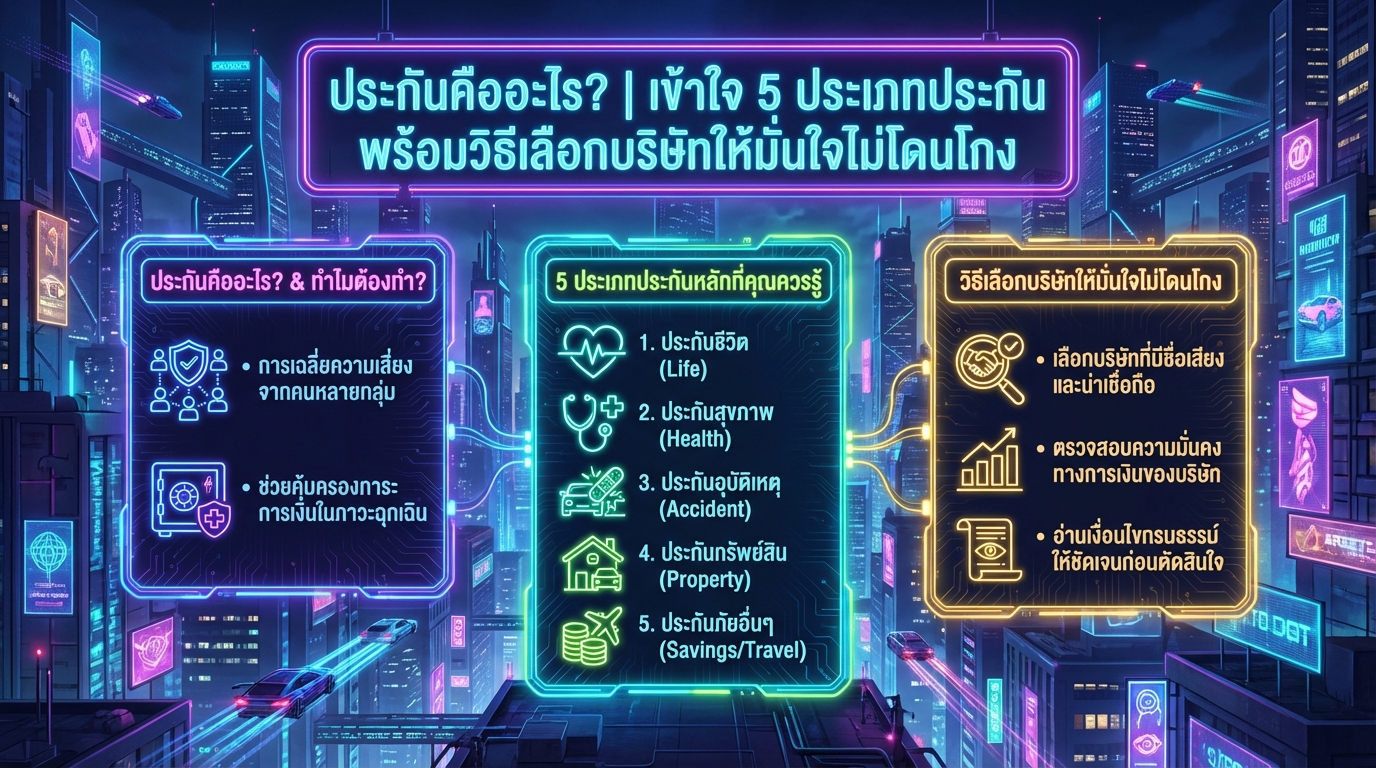 ประกันคืออะไร? | เข้าใจ 5 ประเภทประกัน พร้อมวิธีเลือกบริษัท