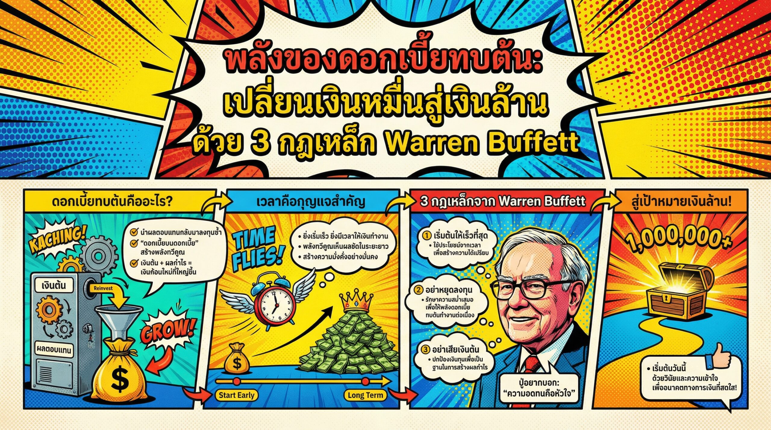 พลังดอกเบี้ยทบต้น: เปลี่ยนเงินหมื่นเป็นล้าน ด้วย 3 กฎเหล็ก Warren Buffett