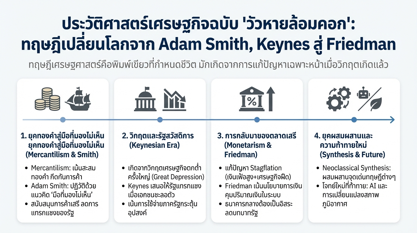 ประวัติศาสตร์เศรษฐกิจฉบับ ‘วัวหายล้อมคอก’ จาก Adam Smith ถึง Friedman