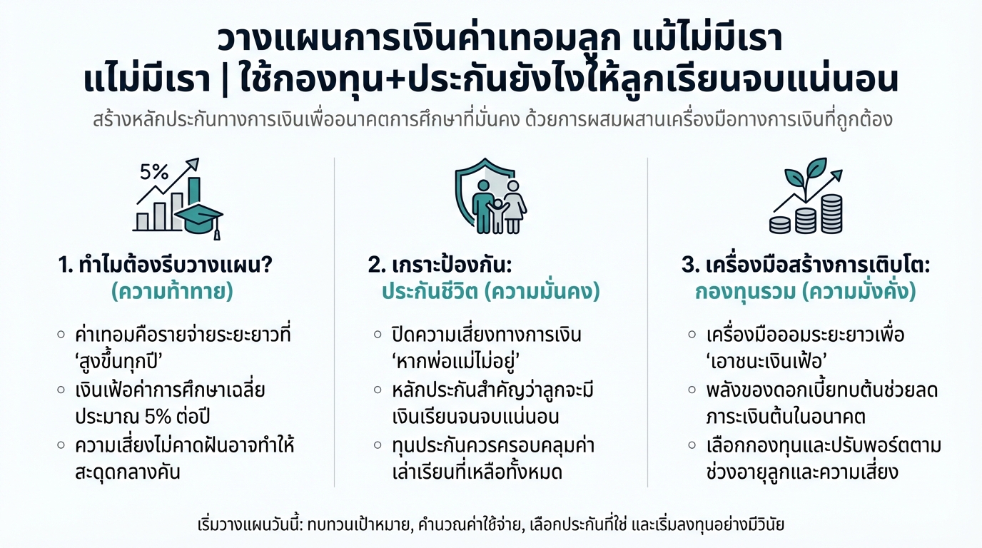 วางแผนค่าเทอมลูก: กองทุน+ประกัน เพื่ออนาคตการศึกษาที่มั่นคง