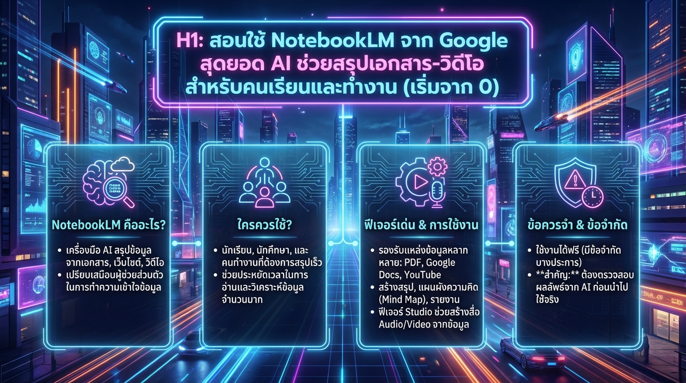 สอนใช้ NotebookLM จาก Google: AI สรุปเอกสาร-วิดีโอ สำหรับคนเรียน/ทำงาน