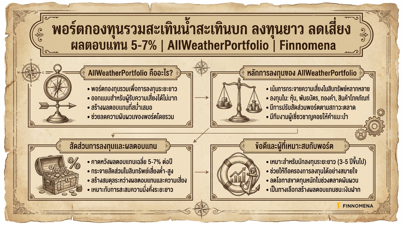 พอร์ตกองทุนรวมสะเทินน้ำสะเทินบก AllWeatherPortfolio ลงทุนยาว ลดเสี่ยง 5-7%