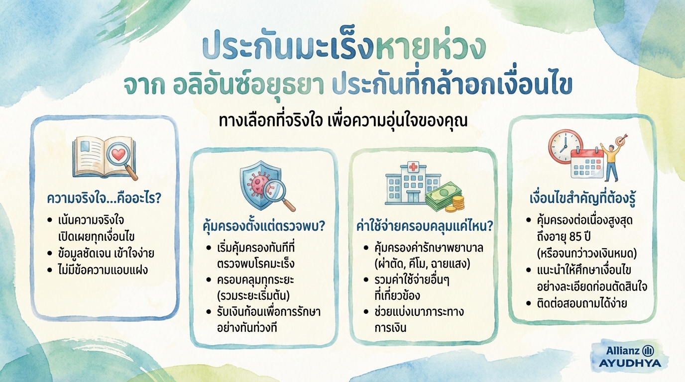 ประกันมะเร็งหายห่วง จาก อลิอันซ์อยุธยา: เงื่อนไขชัดเจน คุ้มครองจริง