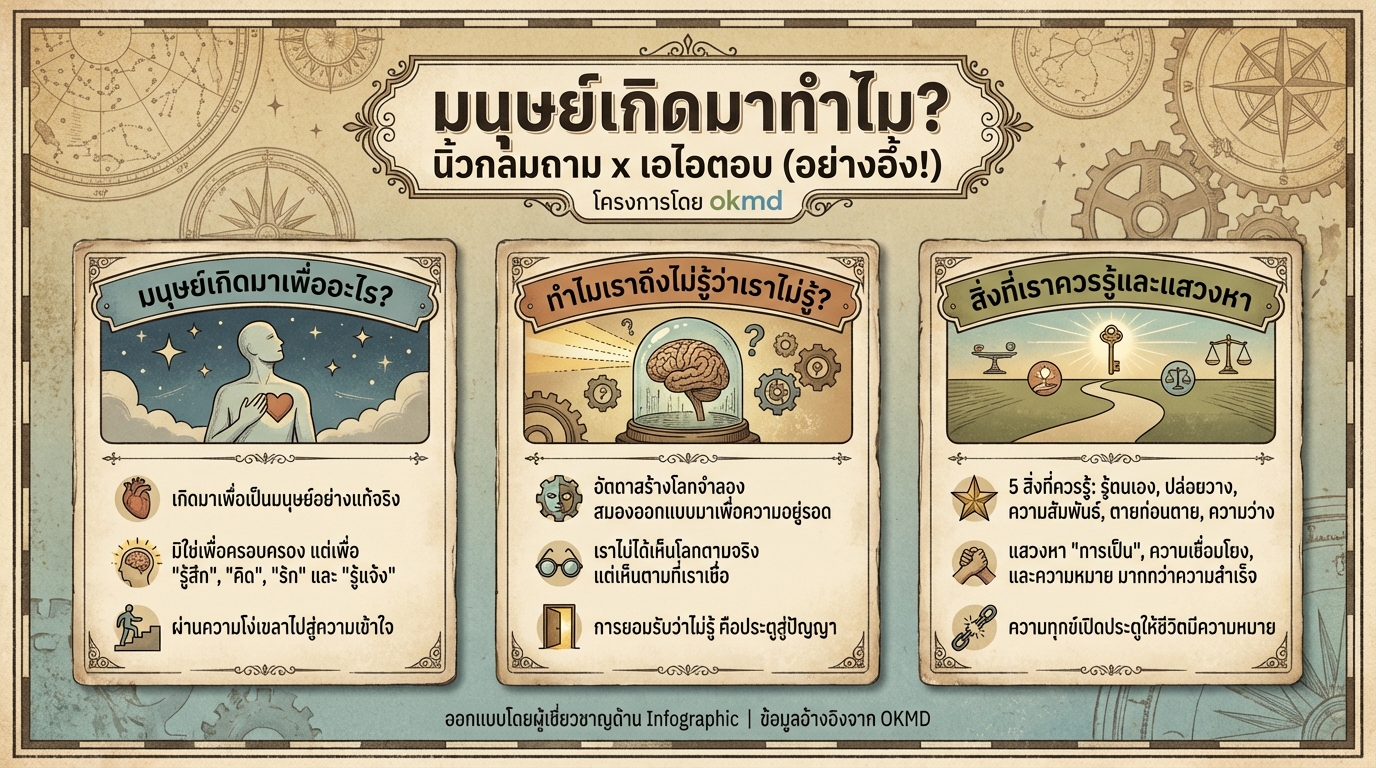 มนุษย์เกิดมาทำไม? นิ้วกลมถาม x เอไอตอบ (อย่างอึ้ง!) | OKMD