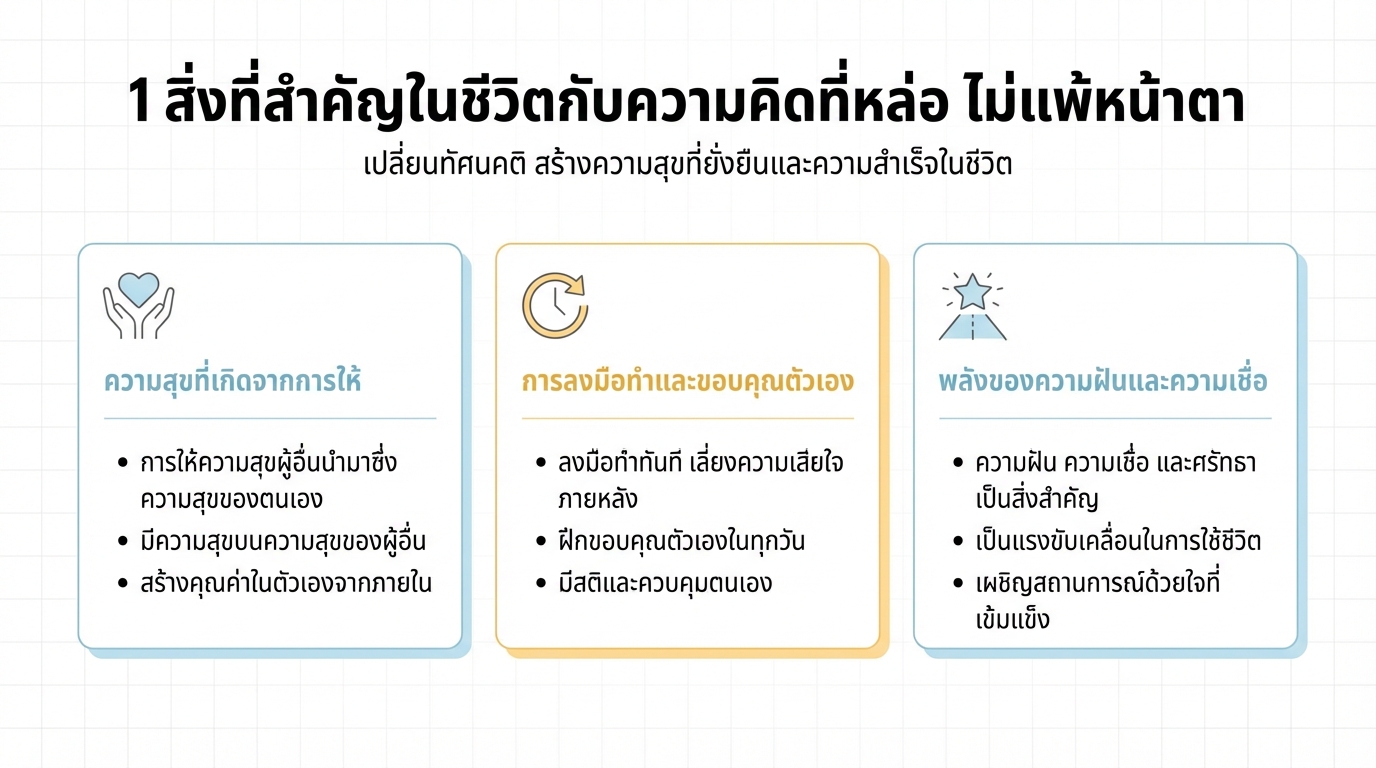 1 สิ่งสำคัญในชีวิต: ความคิดดีๆ ที่ส่งผลต่อความสุขและความสำเร็จ