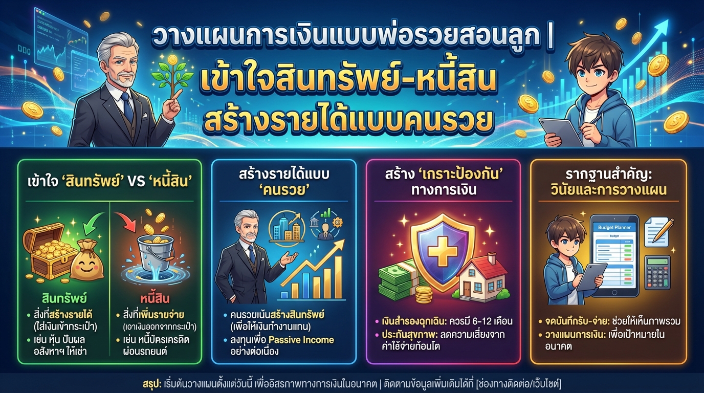 วางแผนการเงินแบบพ่อรวยสอนลูก: เข้าใจสินทรัพย์-หนี้สิน สู่ความมั่งคั่ง