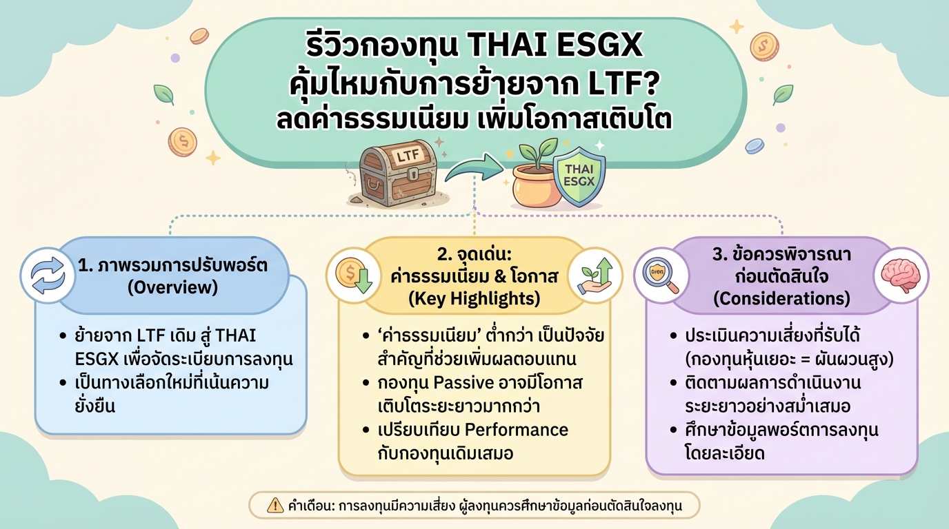 รีวิวกองทุน THAI ESGX: คุ้มค่าเมื่อเทียบกับ LTF? ค่าธรรมเนียม & โอกาสเติบโต