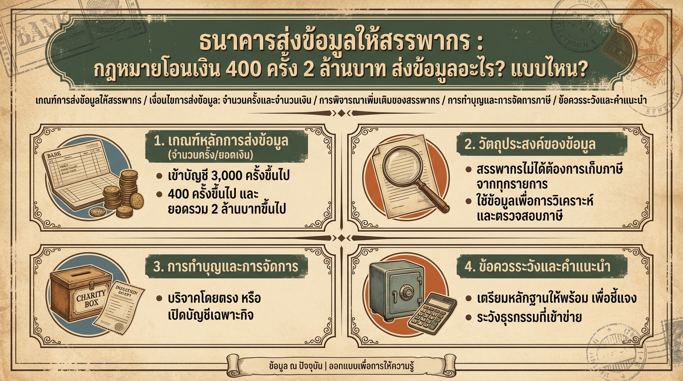 ธนาคารส่งข้อมูลให้สรรพากร: กฎหมายโอนเงิน 400 ครั้ง 2 ล้านบาท