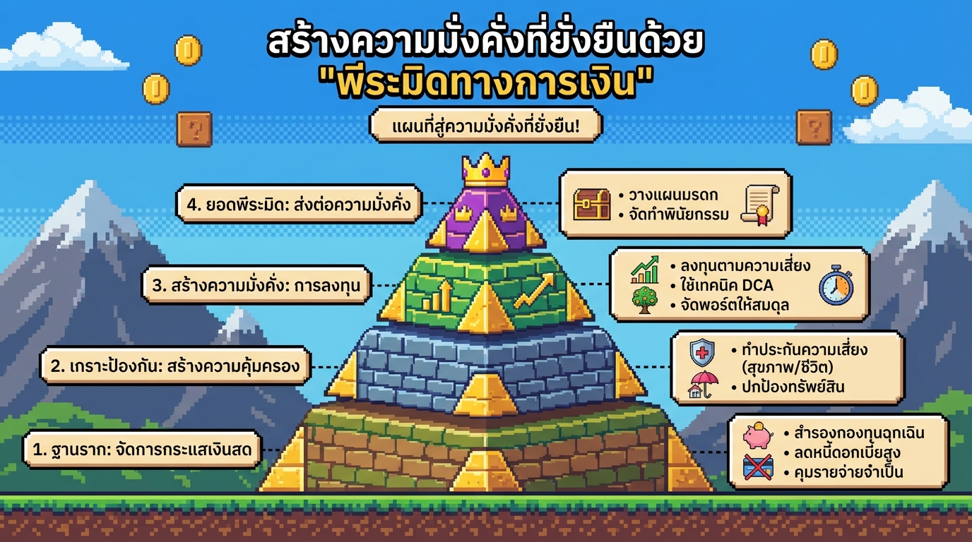สร้างความมั่งคั่งที่ยั่งยืนด้วย พีระมิดทางการเงิน | การเงิน 4 ขั้นตอน!