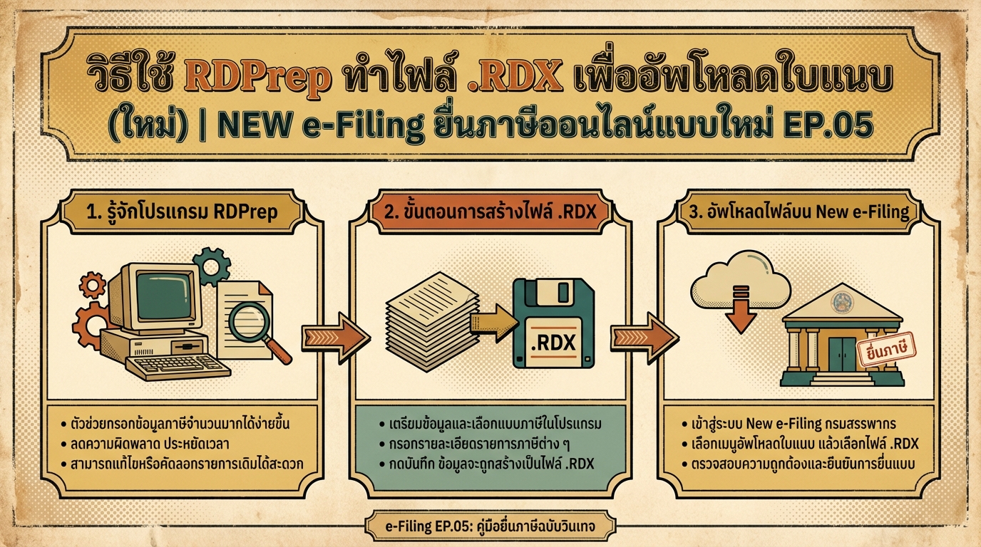 วิธีใช้ RDPrep ทำไฟล์ .RDX ยื่นภาษีออนไลน์ (ใหม่) | e-Filing EP.05