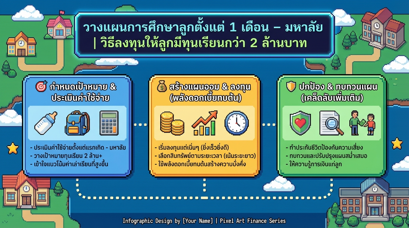 วางแผนการศึกษาลูกตั้งแต่ 1 เดือน – มหาลัย | ลงทุนให้ลูกมีทุนเรียน 2 ล้าน+