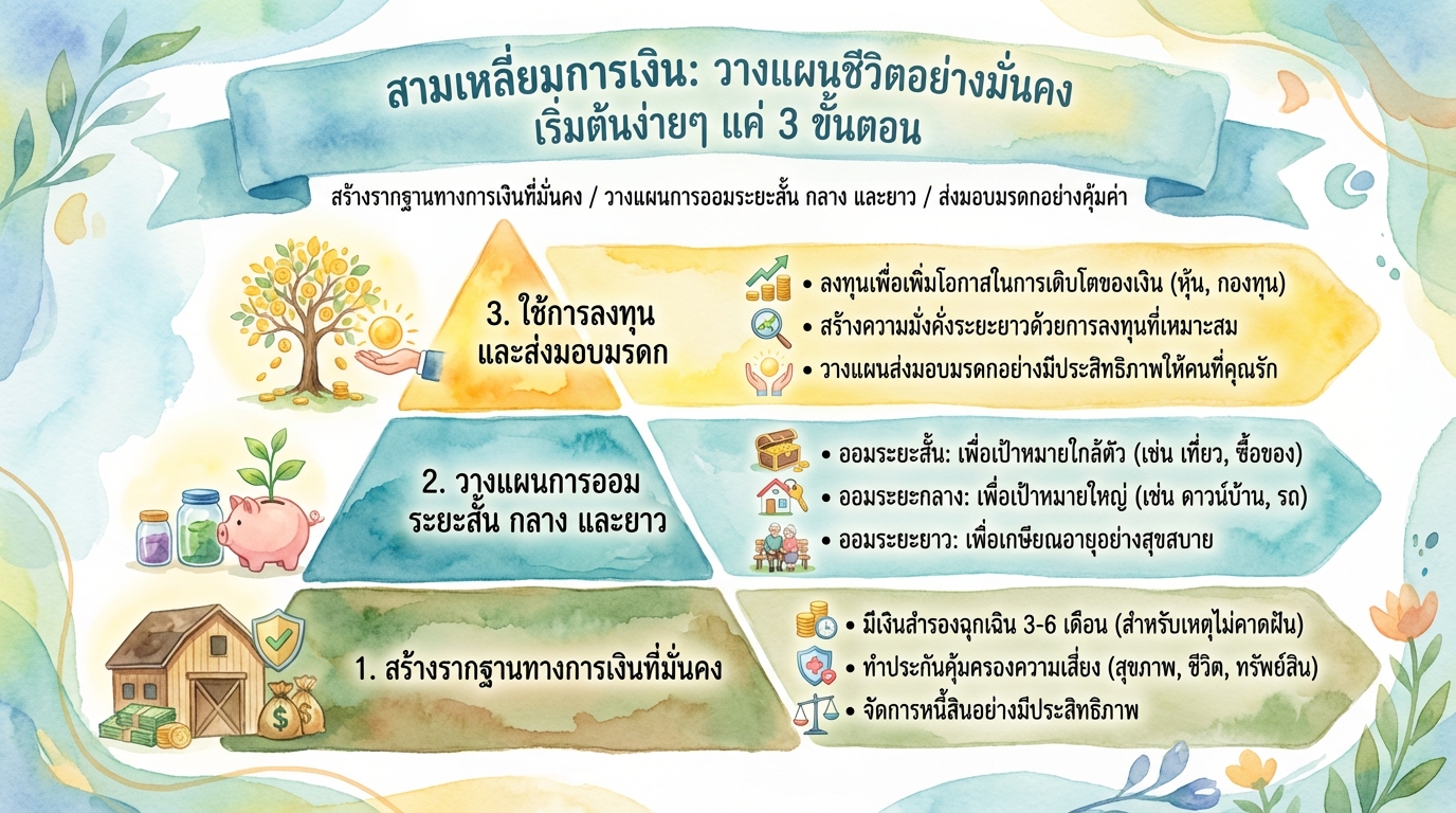 สามเหลี่ยมการเงิน: วางแผนชีวิตมั่นคง เริ่มต้นง่ายๆ 3 ขั้นตอน
