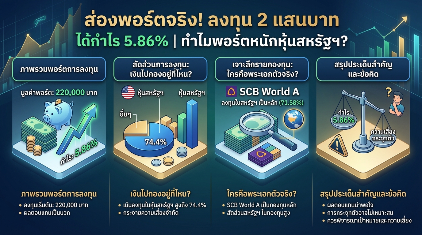 ส่องพอร์ตลงทุน 2 แสนบาท: กำไร 5.86% พร้อมเจาะลึกหุ้นสหรัฐฯ