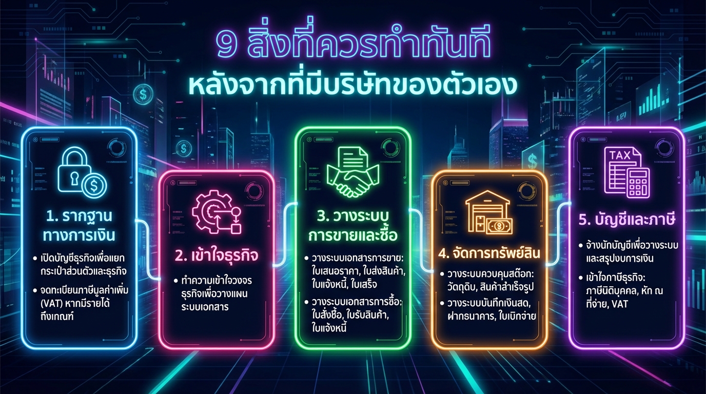 9 สิ่งที่ต้องทำหลังตั้งบริษัท: คู่มือฉบับสมบูรณ์ | ZeroToProfit
