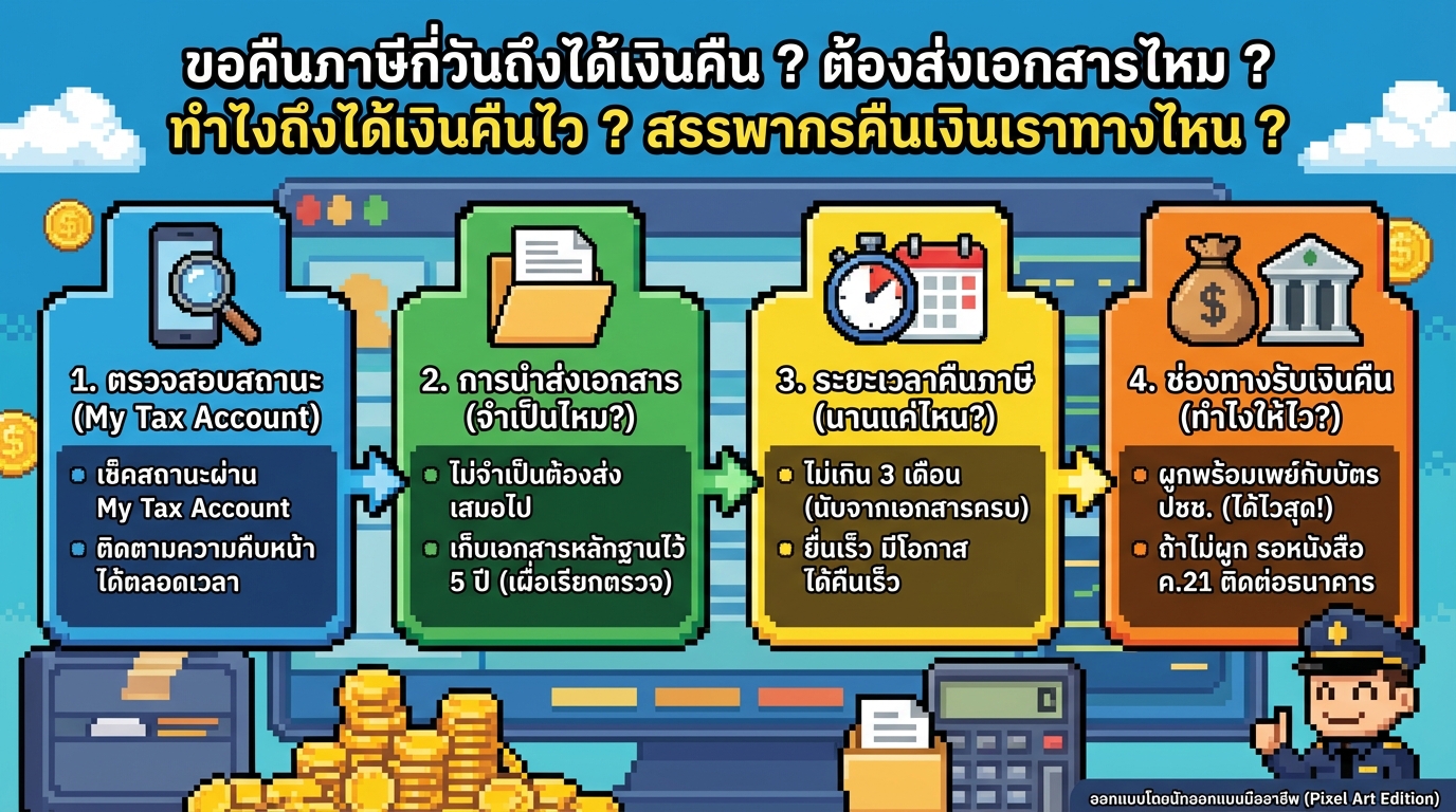 ขอคืนภาษีกี่วัน? ต้องส่งเอกสารไหม? ทำอย่างไรให้ได้เงินคืนไว?