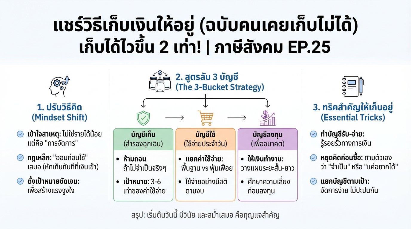 แชร์วิธีเก็บเงินให้อยู่ จากคนเก็บเงินไม่ได้ เก็บได้ไวขึ้น 2 เท่า!