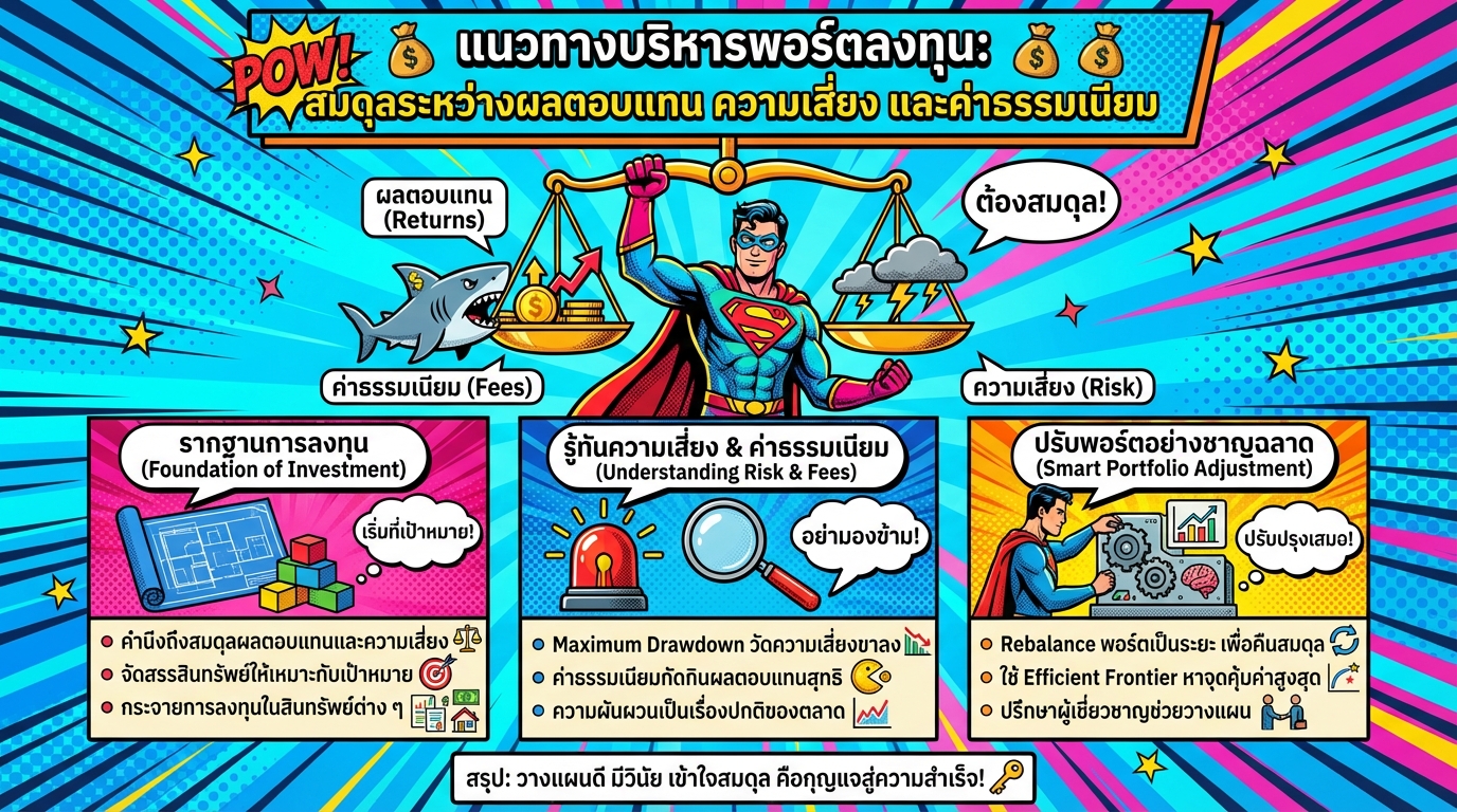 แนวทางบริหารพอร์ตลงทุน: สมดุลผลตอบแทน ความเสี่ยง และค่าธรรมเนียม