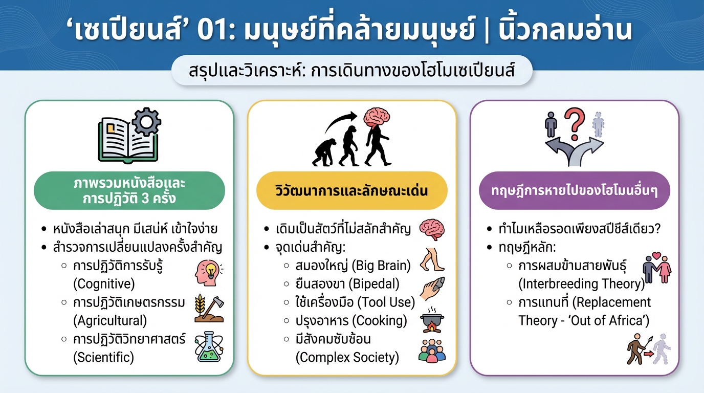เซเปียนส์’ 01: มนุษย์ที่คล้ายมนุษย์ | นิ้วกลมอ่าน: สรุปและวิเคราะห์