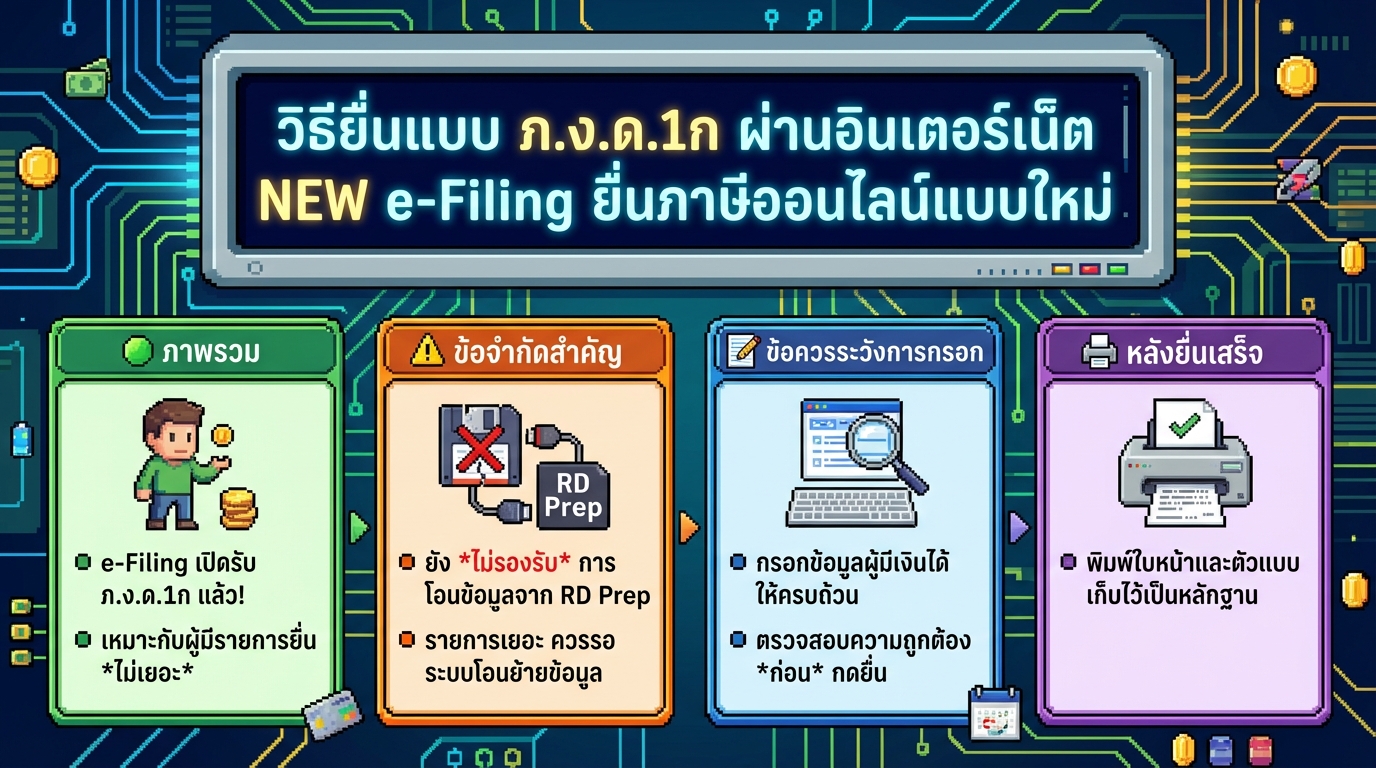 วิธียื่น ภ.ง.ด.1ก ผ่าน e-Filing: คู่มือฉบับสมบูรณ์ ยื่นภาษีออนไลน์
