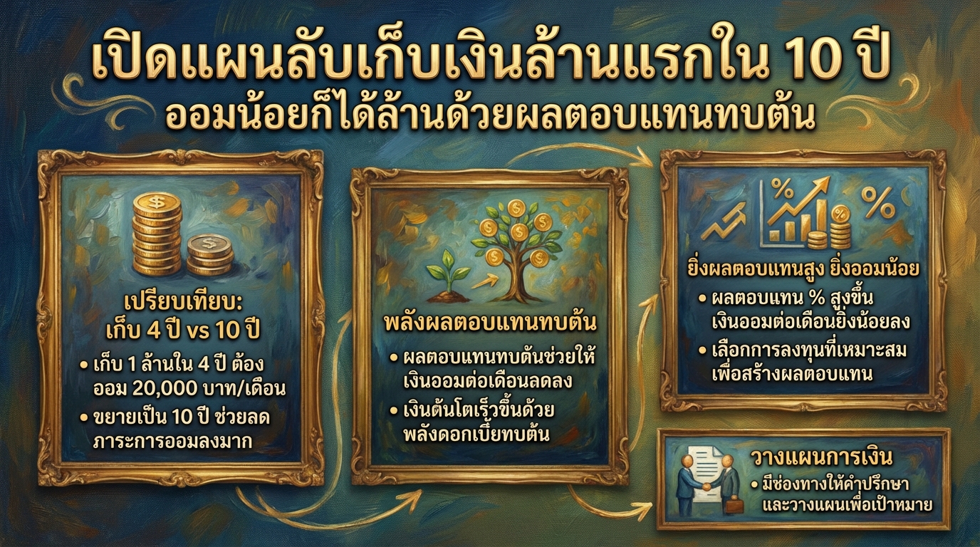 เปิดแผนลับเก็บเงินล้านแรกใน 10 ปี ออมน้อยก็ได้ล้าน!