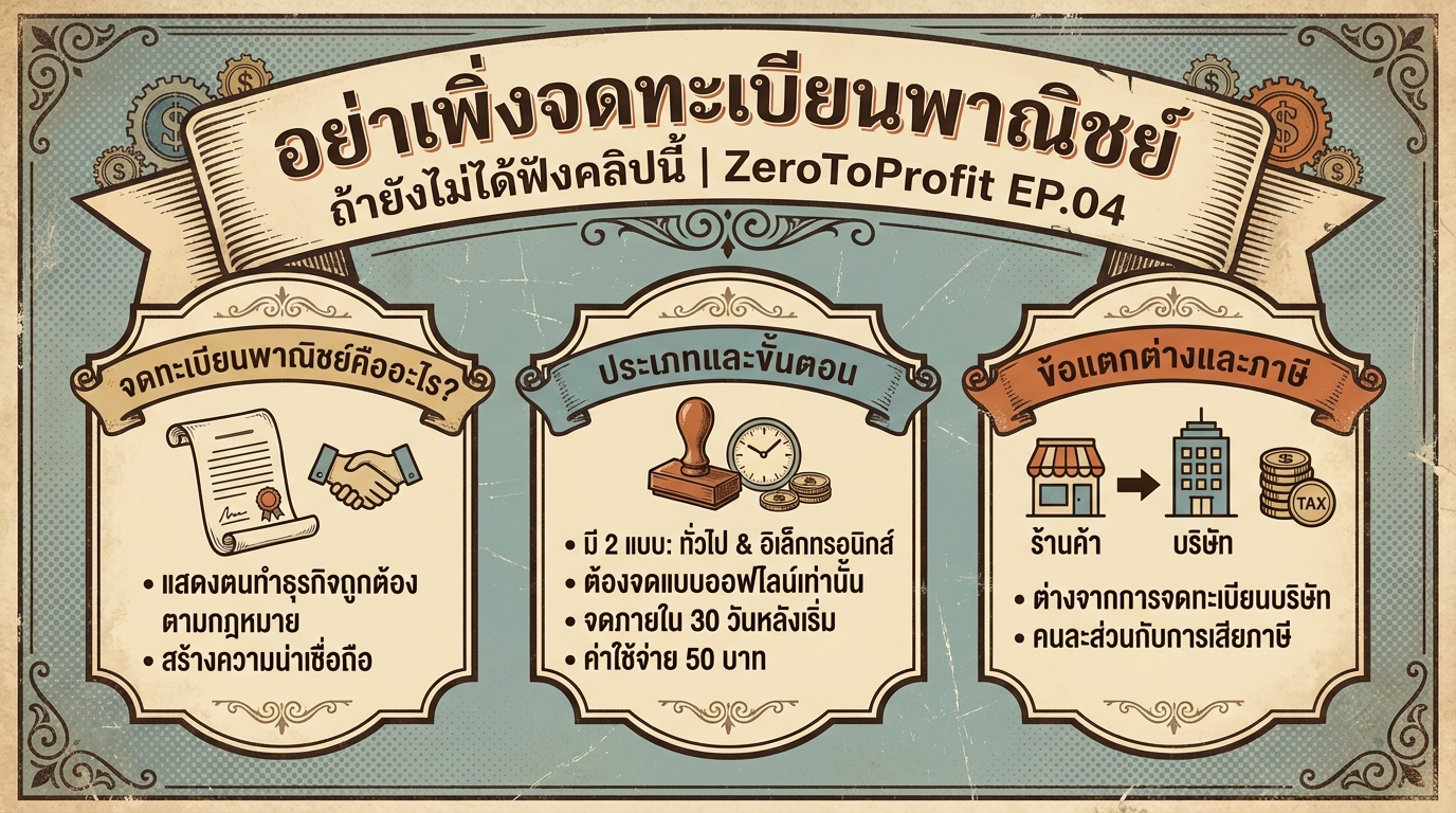 อย่าเพิ่งจดทะเบียนพาณิชย์ ถ้ายังไม่ได้ฟังคลิปนี้ | ZeroToProfit EP.04