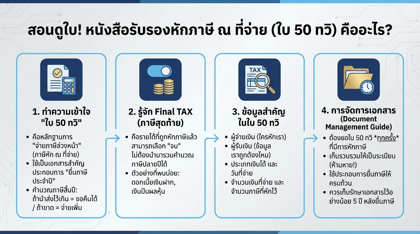 สอนดูใบ 50 ทวิ: คู่มือฉบับสมบูรณ์สำหรับผู้เริ่มต้น | การงง การเงิน