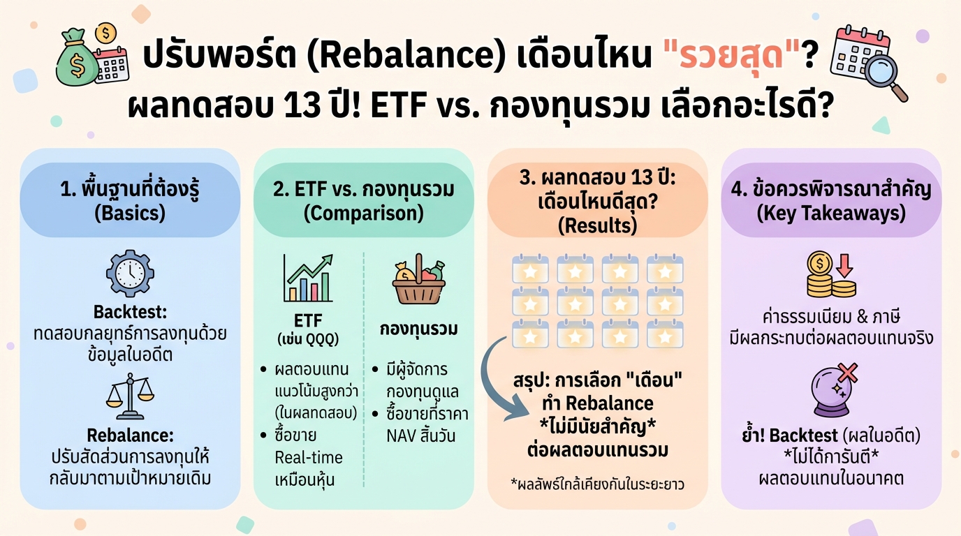 ปรับพอร์ต Rebalance เดือนไหนรวยสุด? ผลทดสอบ 13 ปี ETF vs. กองทุนรวม