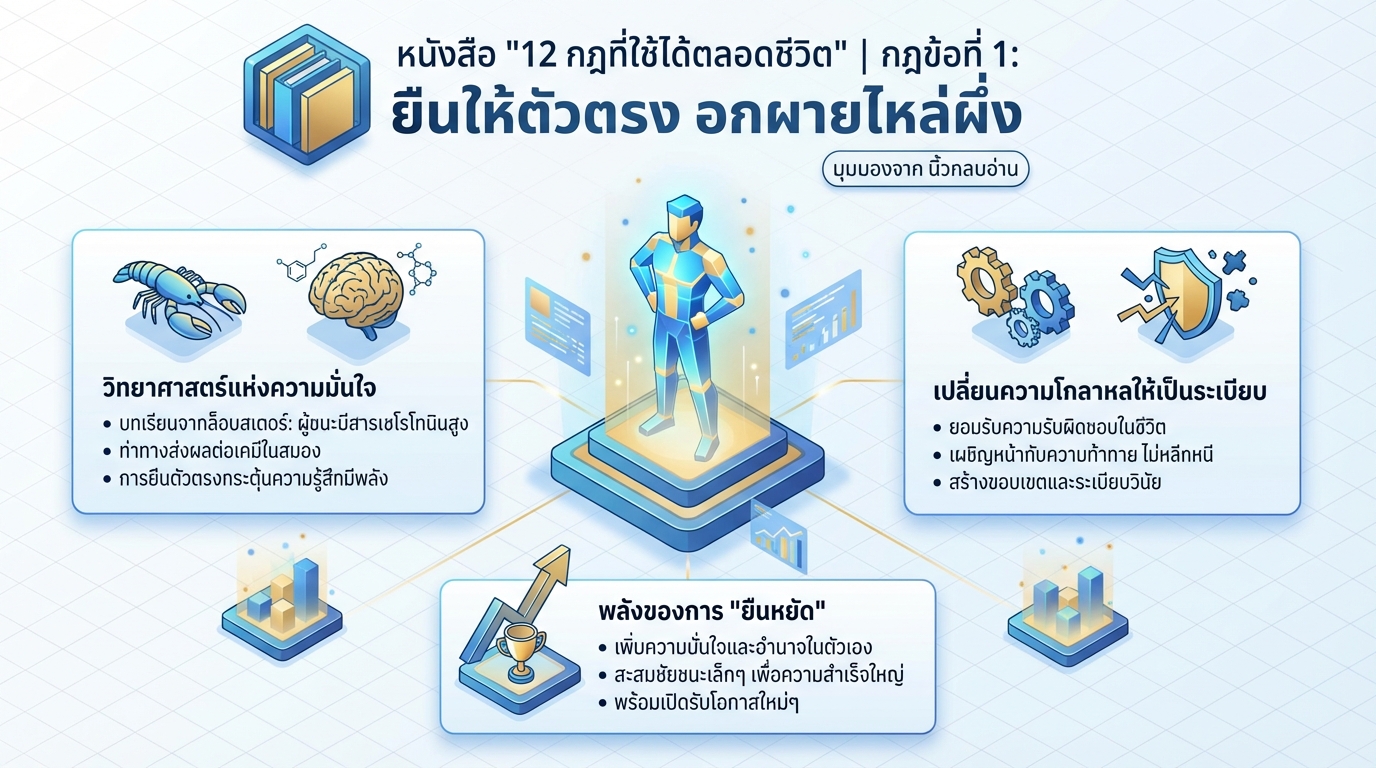 หนังสือ “12 กฎที่ใช้ได้ตลอดชีวิต” กฎข้อ 1: ยืนตัวตรง อกผายไหล่ผึ่ง | นิ้วกลมอ่าน