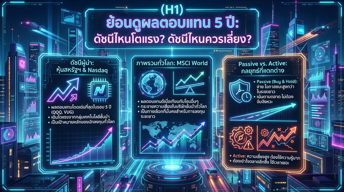 ย้อนดูผลตอบแทน 5 ปี ดัชนีไหนโตแรง? เทียบชัดๆ หุ้นอะไรน่าลงทุน