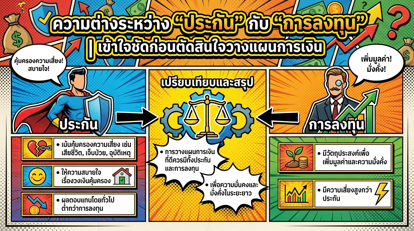 ประกัน vs ลงทุน: เข้าใจความต่าง วางแผนการเงินให้ปัง!