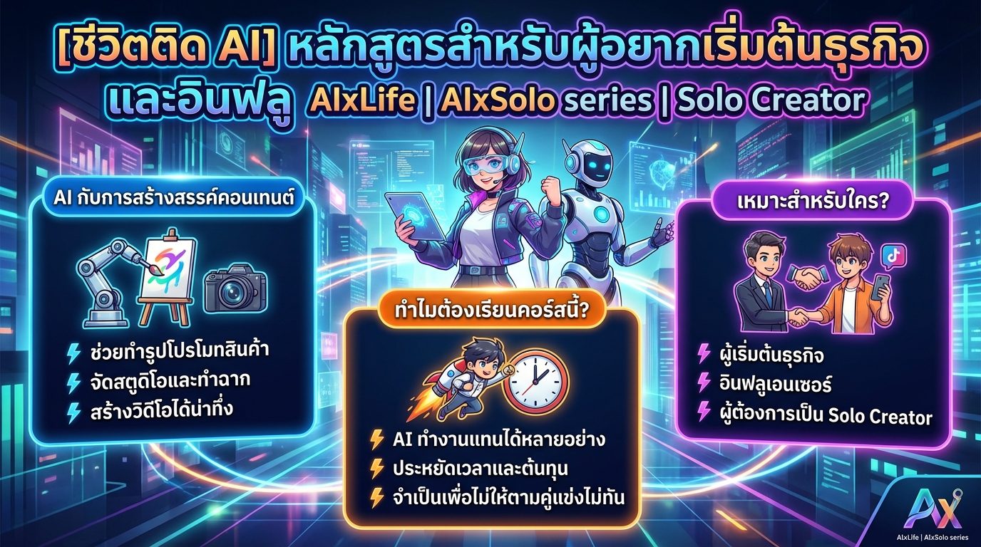 [ชีวิตติด AI] คอร์สสร้างธุรกิจและคอนเทนต์ AIxLife | AIxSolo