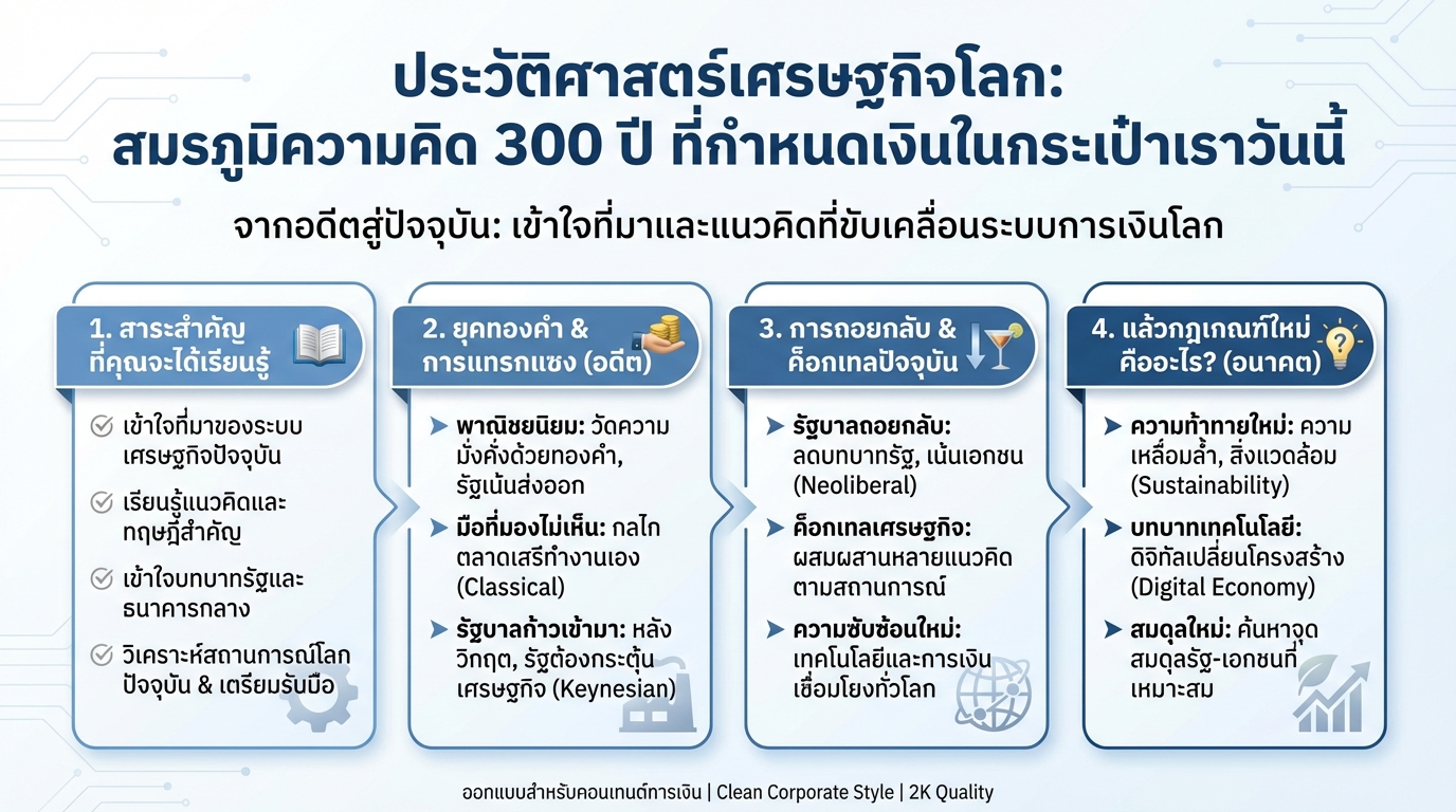 ประวัติศาสตร์เศรษฐกิจโลก: สมรภูมิความคิด 300 ปี ที่กำหนดเงินในกระเป๋าเรา
