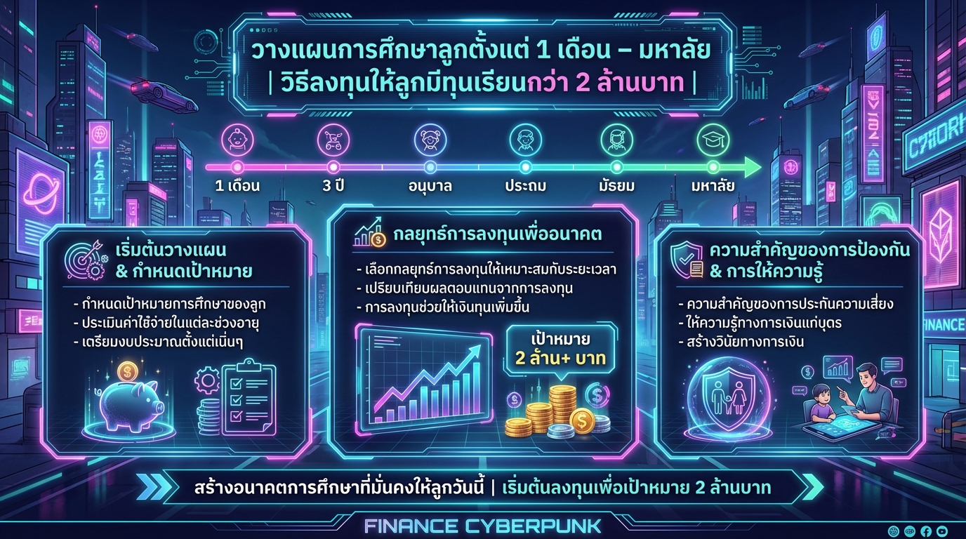 วางแผนการศึกษาลูกตั้งแต่ 1 เดือน – มหาลัย | ลงทุนให้ลูกมีทุนเรียน 2 ล้าน+