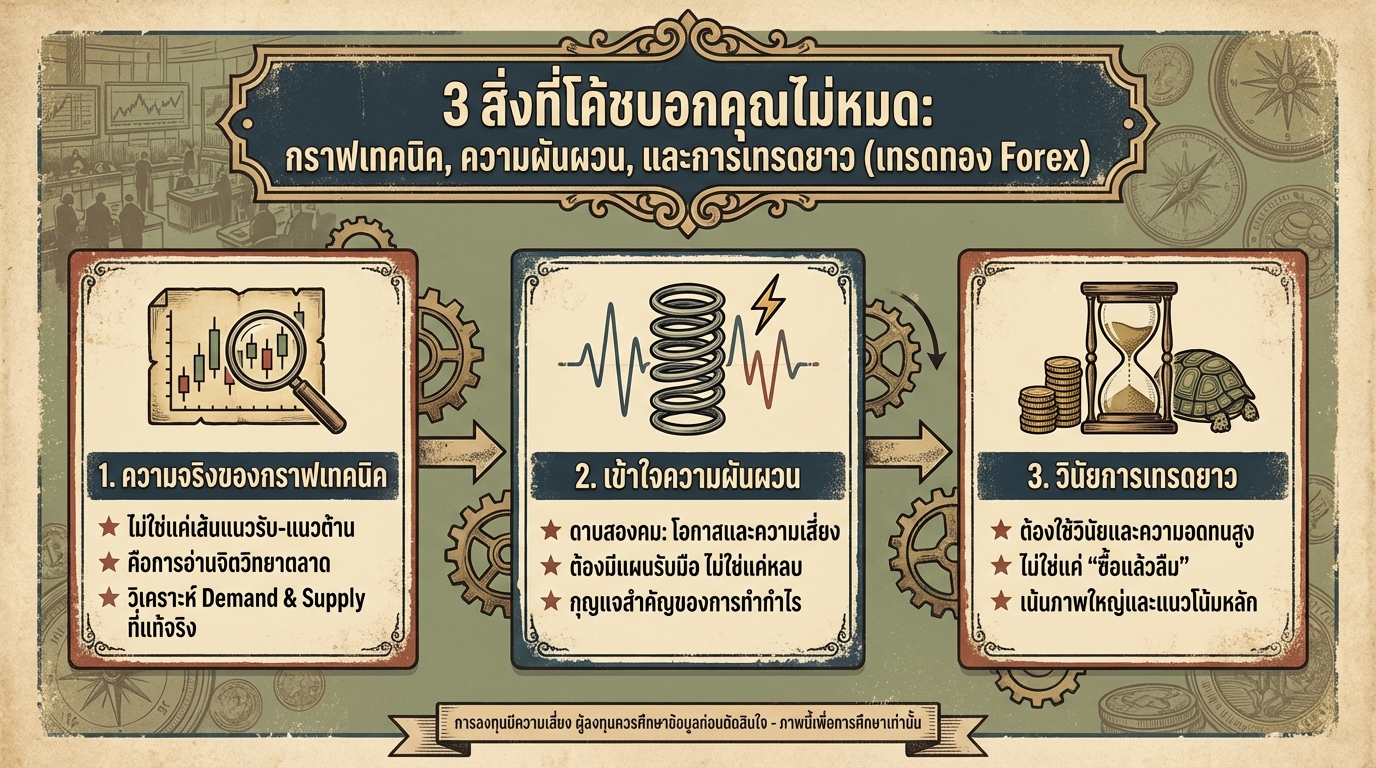 3 สิ่งที่โค้ชไม่บอก: กราฟเทคนิค, ความผันผวน, เทรดยาว | เทรดทอง Forex